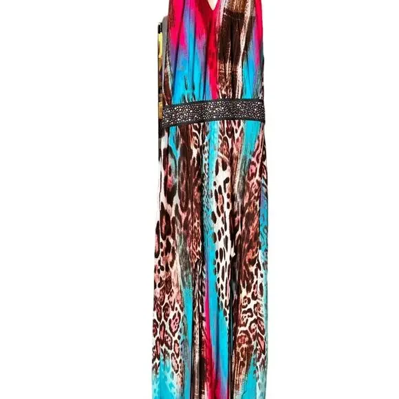 Venus Halter Beaded Leopard Print Maxi Dress - Picture 7 of 11